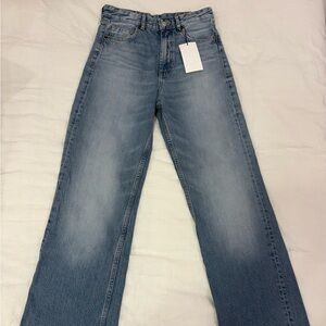 NWT Zara High Rise Wide Leg Light Blue Jeans